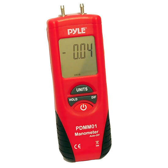 Pyle Pdmm01 Digital Manometer W/ 11 Units Of Measure 9v Battery & Carry Case