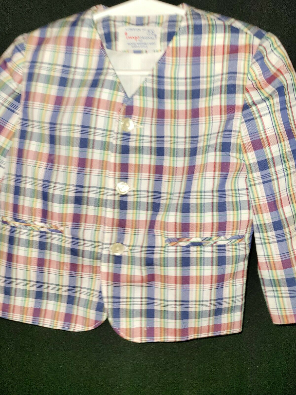Vintage Imps Originals Boys Blazer Jacket Size 3t Multicolored Plaid