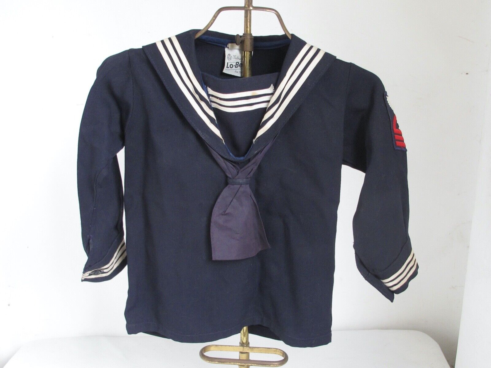 Vintage Childs Sailor Shirt By Lo-bel New York Navy Blue With White Trim Size 5